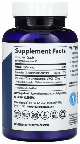 Trace Minerals Magnesium Glycinate 120 mg, 90 капсул